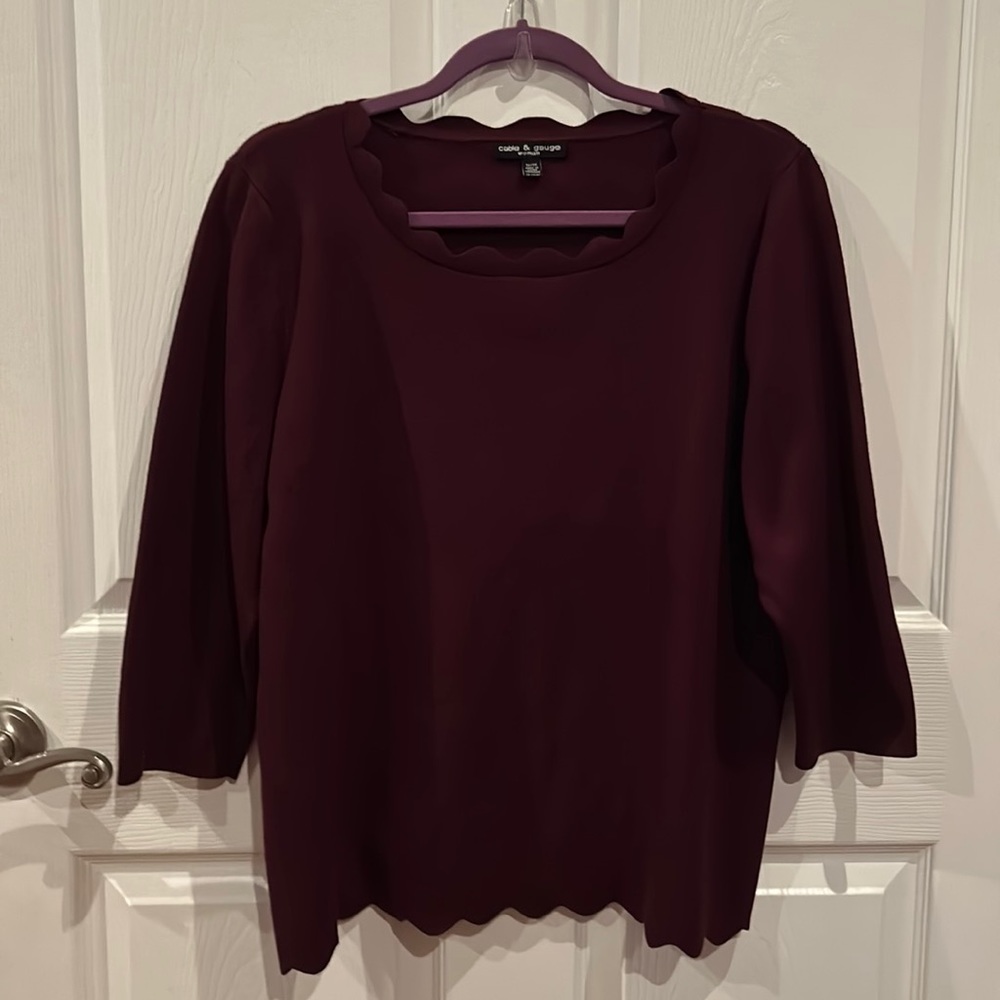 Cable & Gauge Wine sweater women’s plus 1X